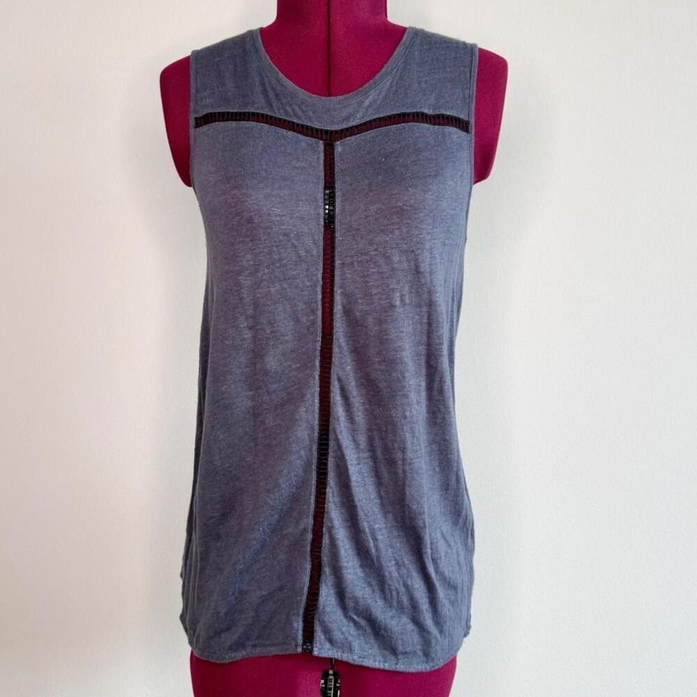 Vintage Vince Blue-Grey Sleeveless Linen Tunic Tank Women's Designer Size S